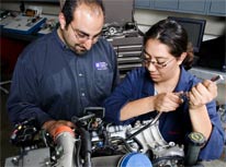 two people working on a car